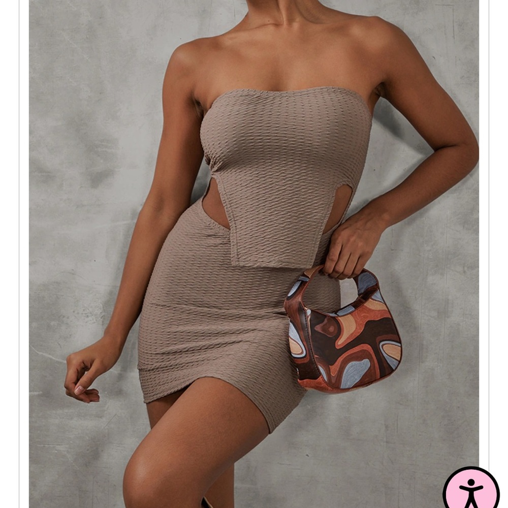 Pretty Little Thing Mocha Textured Mini Dress